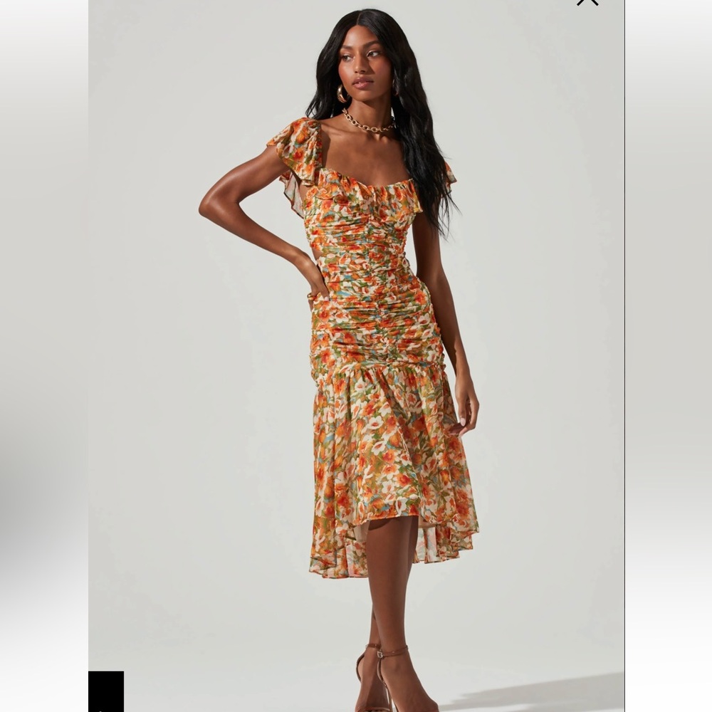 DEVEREAUX CUTOUT FLORAL MIDI DRESS